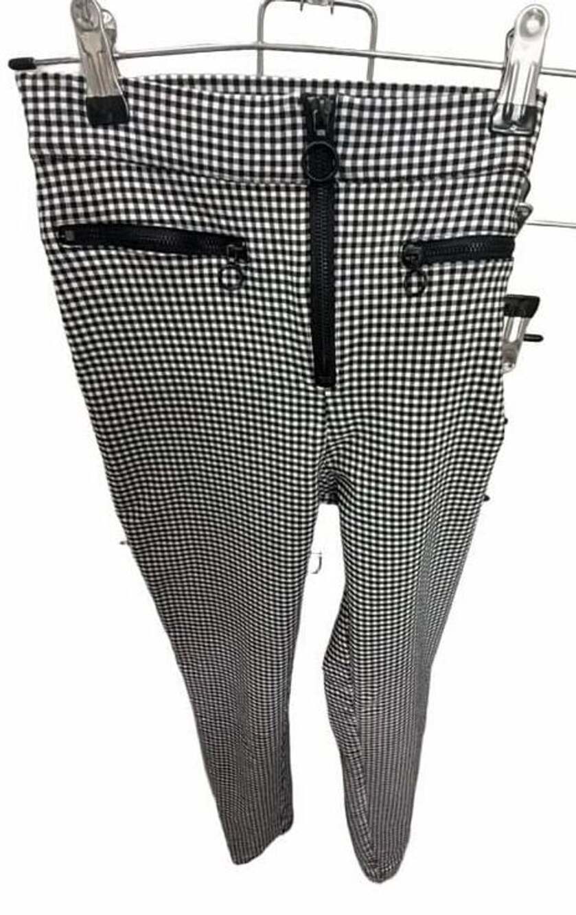 Urban Outfitters Susie Gingham Zip Front Skinny Pants Women’s 0 Black White